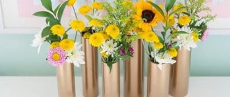 You can make beautiful vases for apartment decor from an unnecessary pipe.