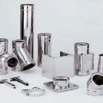 На фото представлены элементы дымохода из нержавеющей стали